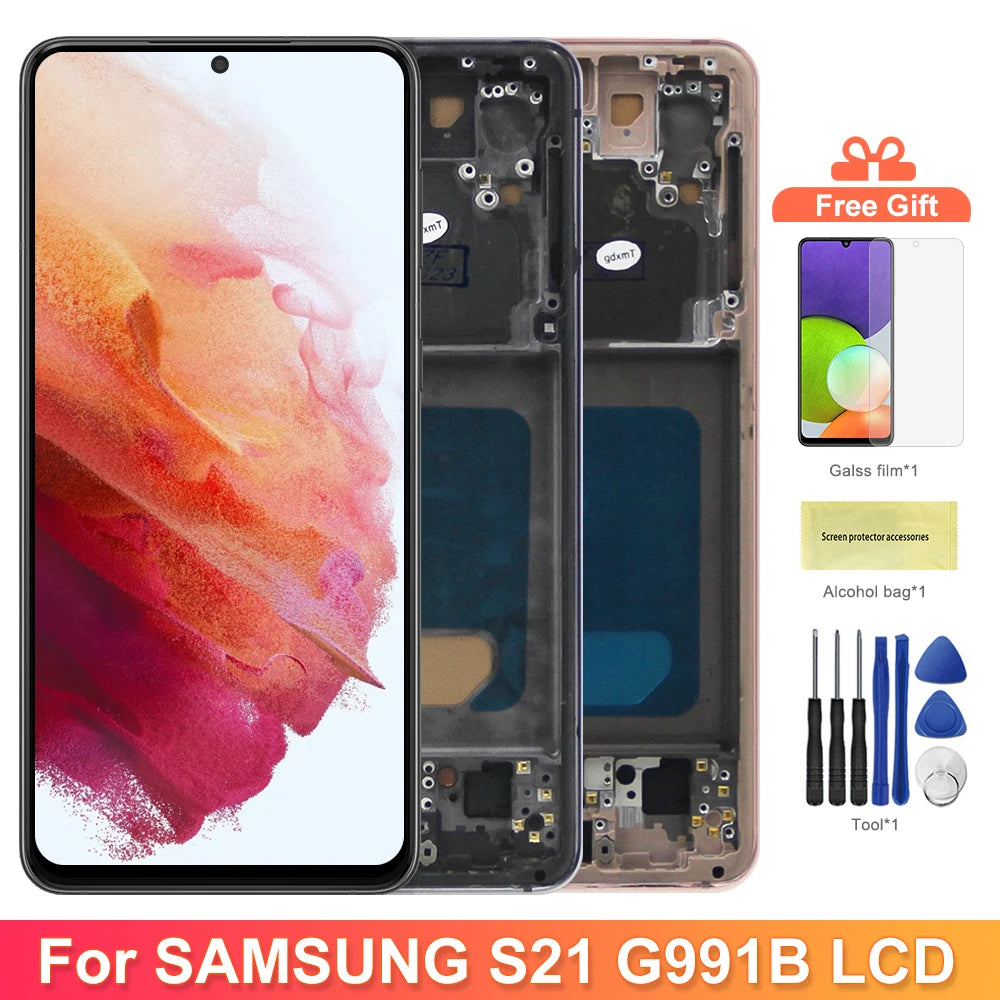 TFT Display Screen for Samsung Galaxy S21 5G G991B G991B/DS Lcd Display Digital Touch Screen with Frame Replacement Parts Tested Samsung phone repair parts