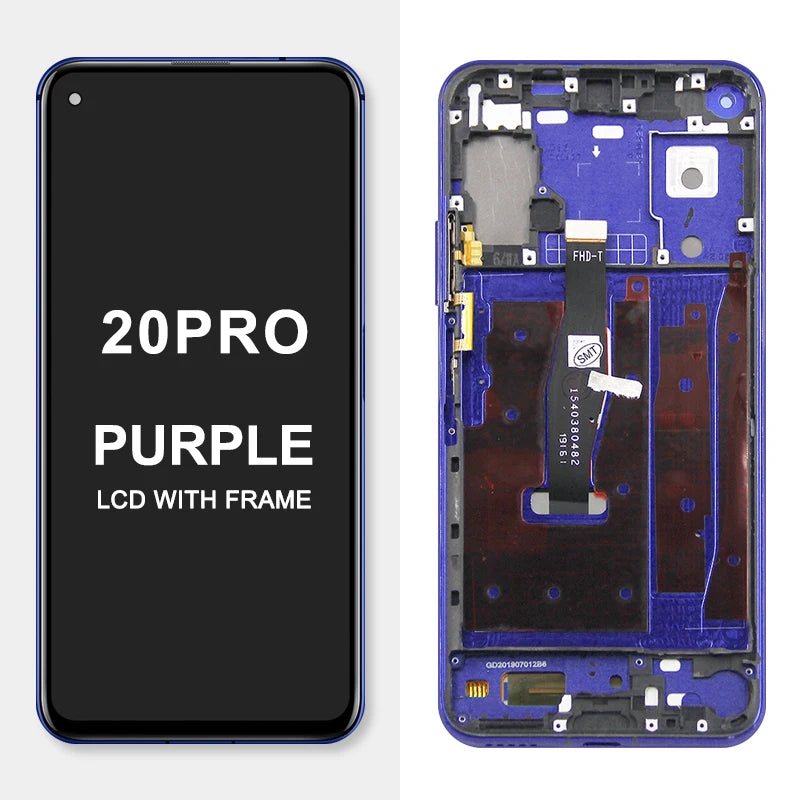 6.26" Screen Assembly for Honor 20 YAL-L21 Lcd Display Digital Touch Screen with Frame Parts for Honor 20 Pro YAL-AL00 YAL-TL00 Honor phone repair parts