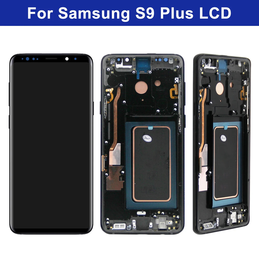 S9 Plus Super AMOLED Screen Assembly for Samsung Galaxy S9+ G965F G965F/DS Lcd Display Touch Screen with Frame Digitizer Parts Samsung phone repair parts