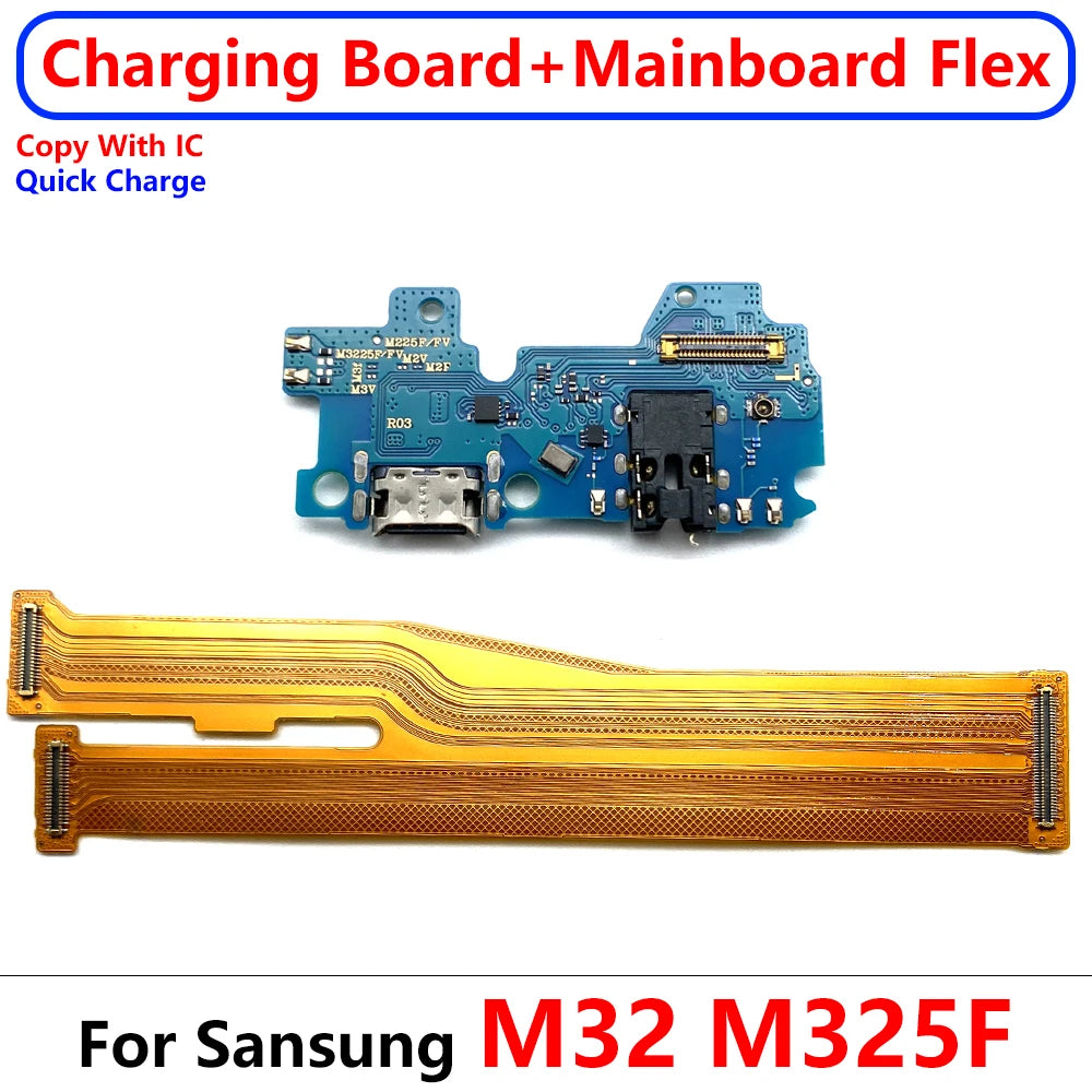 For Samsung M22 M31S M32 M51 M52 M10 M20 M30 M30s M21 M62 M53 5G USB Charge Port Dock Connector Charging Main Board Flex Cable Samsung phone repair parts