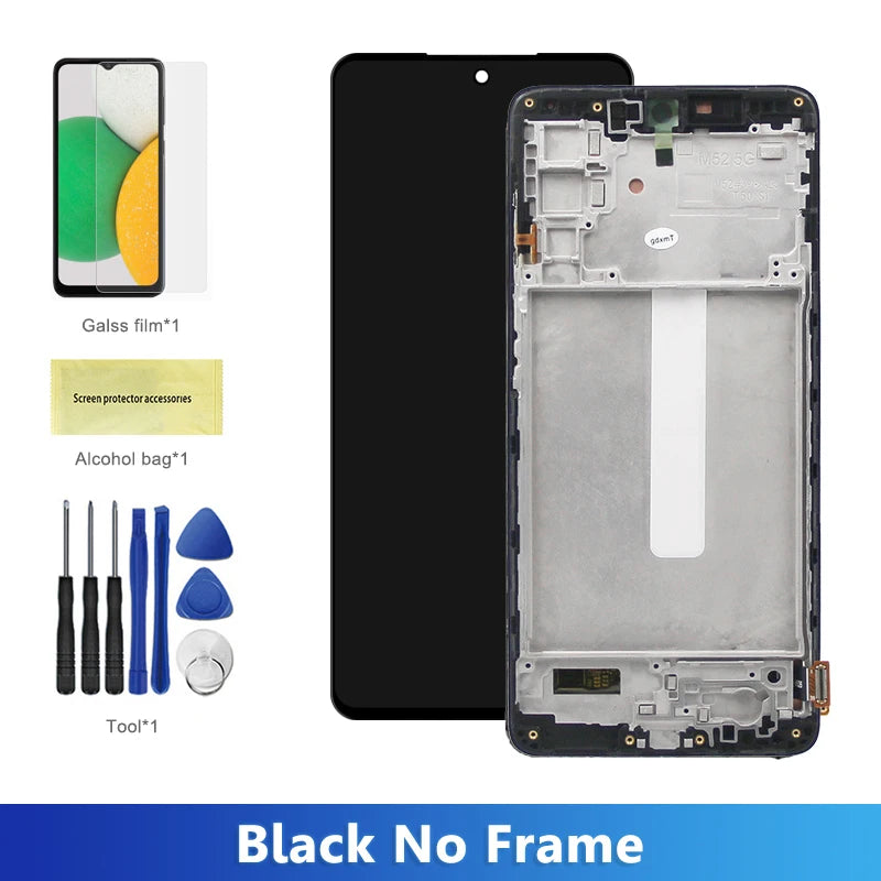 6.7" Super AMOLED Screen for Samsung Galaxy M52 5G M526B M526BR Lcd Display Digital Touch Screen with Frame Assembly Replacement Samsung phone repair parts