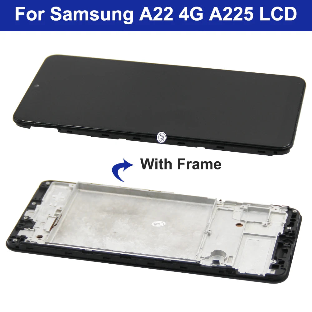 Screen for Samsung Galaxy A22 4G A225F A225F/DS Lcd Display Digital Touch Screen with Frame for Samsung Galaxy A22 Replacement Samsung phone repair parts