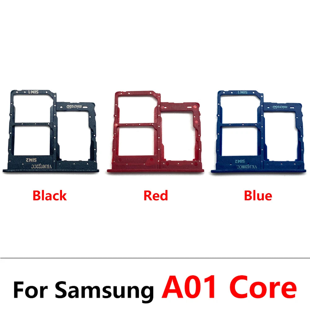 50Pcs, Dual SIM Card Slot SD Card Tray Holder Adapter For Samsung A01 A11 A12 A02 A02s A03s A03 Core A04 A04s A04E Samsung phone repair parts