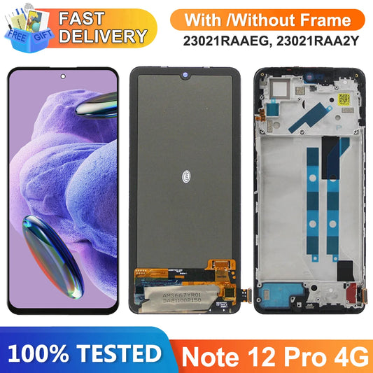 Screen for Xiaomi Redmi Note 12 Pro 4G ‎2209116AG 2209116AG Lcd Display Digital Touch Screen Assembly with Frame Replacement Xiaomi phone repair parts