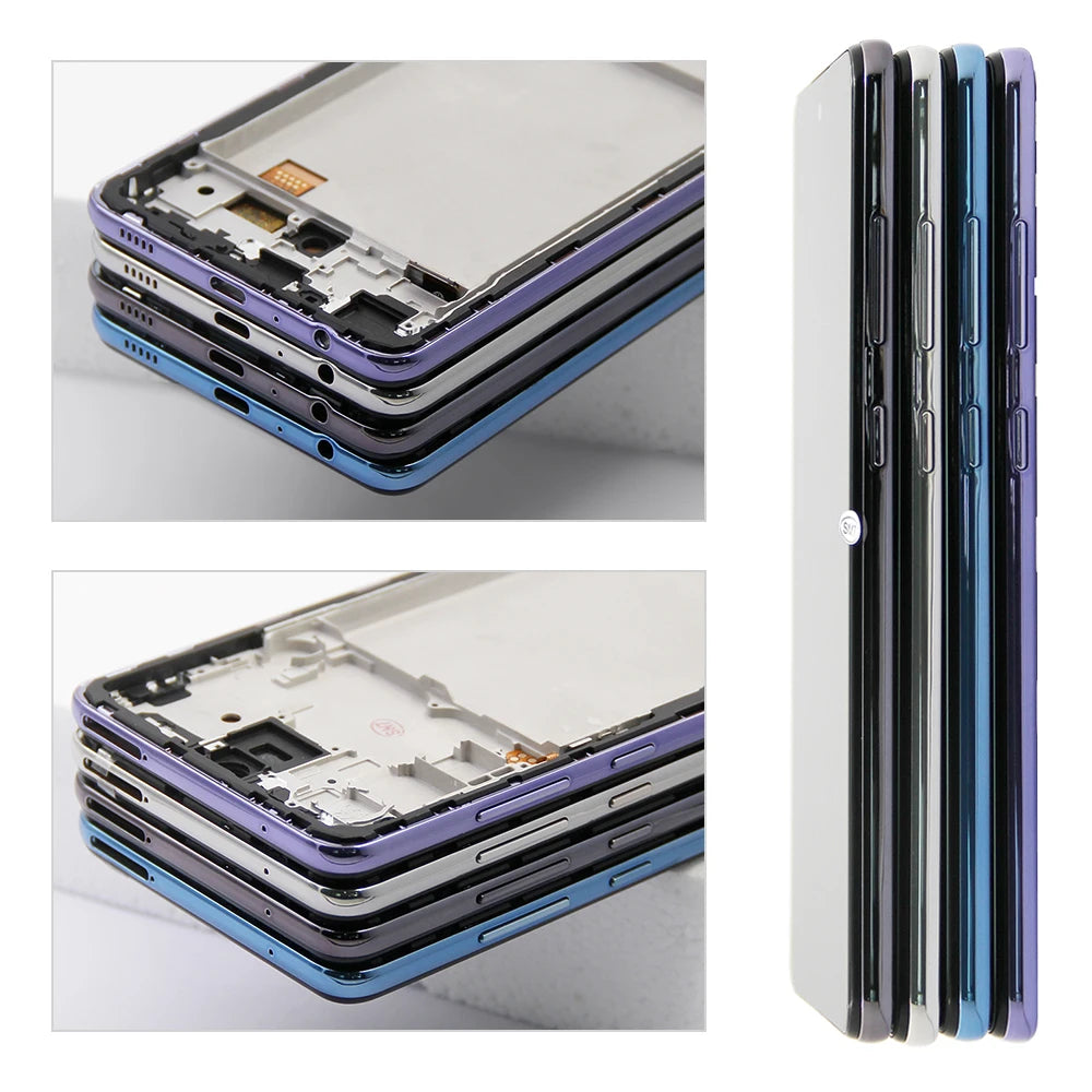 Super AMOLED A72 Display Screen, for Samsung Galaxy A72 A725F A725F/DS L cd Display Digital Touch Screen with Frame Assembly Samsung phone repair parts