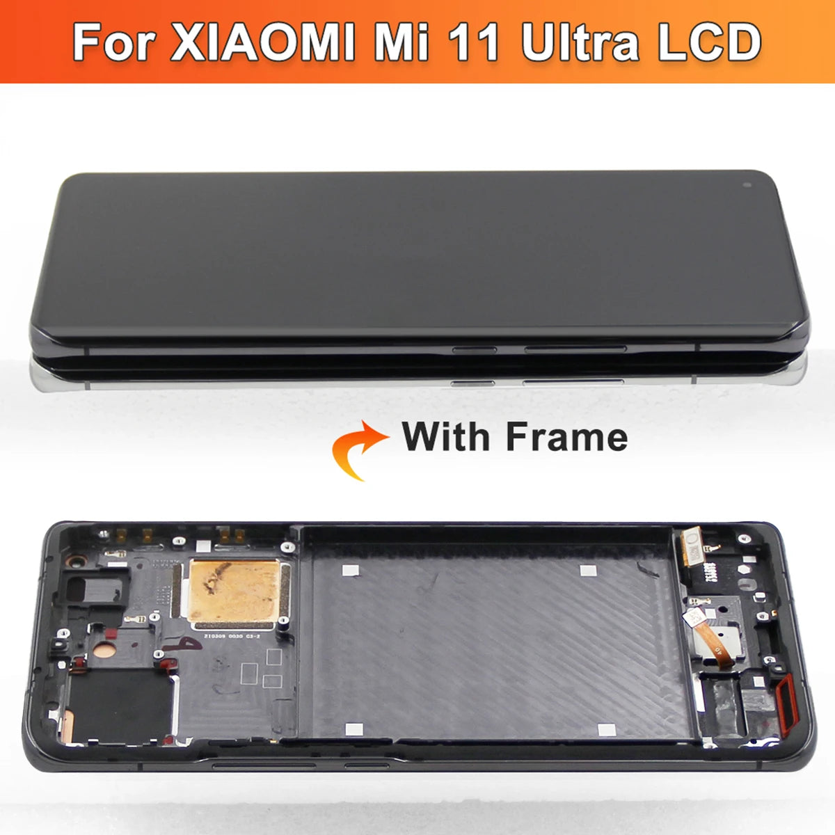 Mi 11 Ultra Screen Replacement, for Xiaomi Mi 11 Ultra M2102K1G M2102K1C Lcd Display Digital Touch Screen with Frame Xiaomi phone repair parts