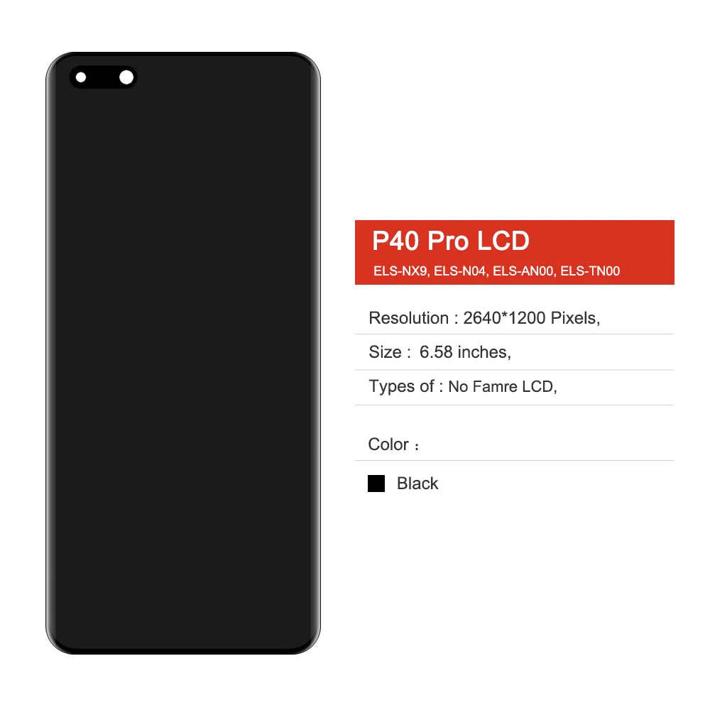 For Huawei P40 Pro with Fingerprint, for Huawei P40 Pro ELS-NX9 ELS-N04 Lcd Display Touch Screen Replacement Screen Assembly HUAWEI phone repair parts