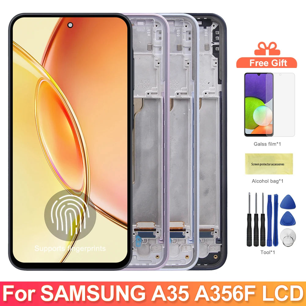 Super OLED Screen for Samsung Galaxy A35 Lcd Display Digital Touch Screen with Frame for Samsung Galaxy A35 A356B A356B/DS Samsung phone repair parts