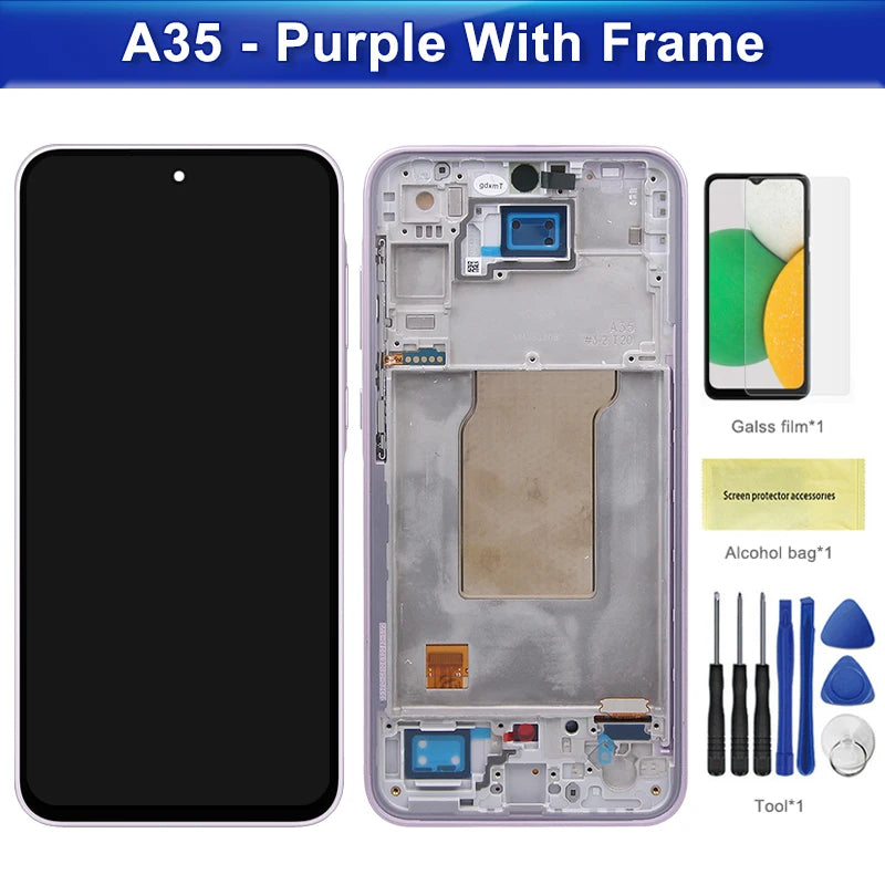 Screen for Samsung Galaxy A35 A356B A356B/DS Lcd Display Digital Touch Screen with Frame for Samsung Galaxy A35 Replacement Samsung phone repair parts