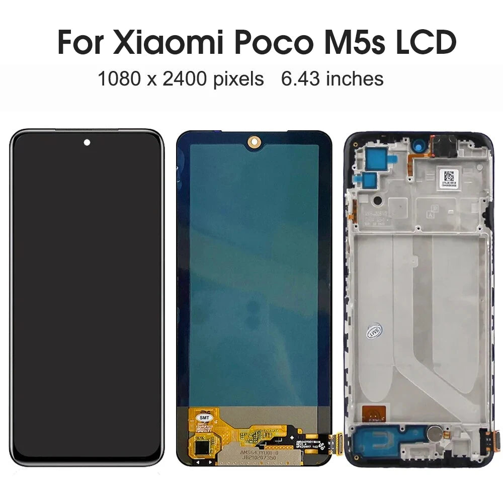 6.43" Poco M5s Super Amoled Screen, for Xiaomi Poco M5s 2207117BPG Lcd Display Touch Screen Digitizer with Frame Replacement Xiaomi phone repair parts
