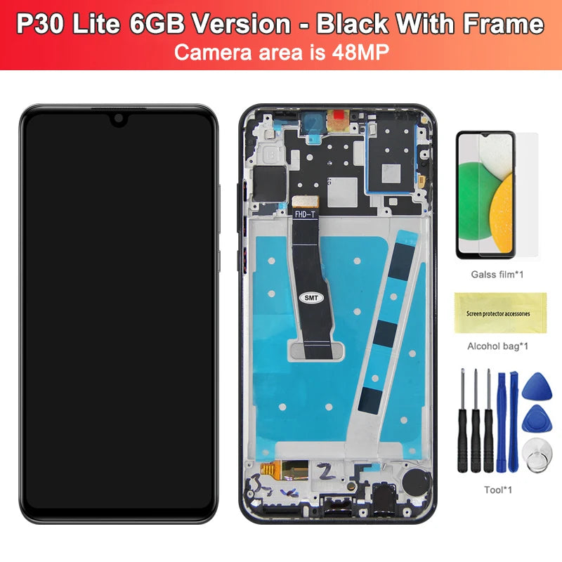P30 Lite Display Screen with Frame, for Huawei P30 lite MAR-L01A MAR-L21A Lcd Display Digital Touch Screen for Huawei P30 lite HUAWEI phone repair parts