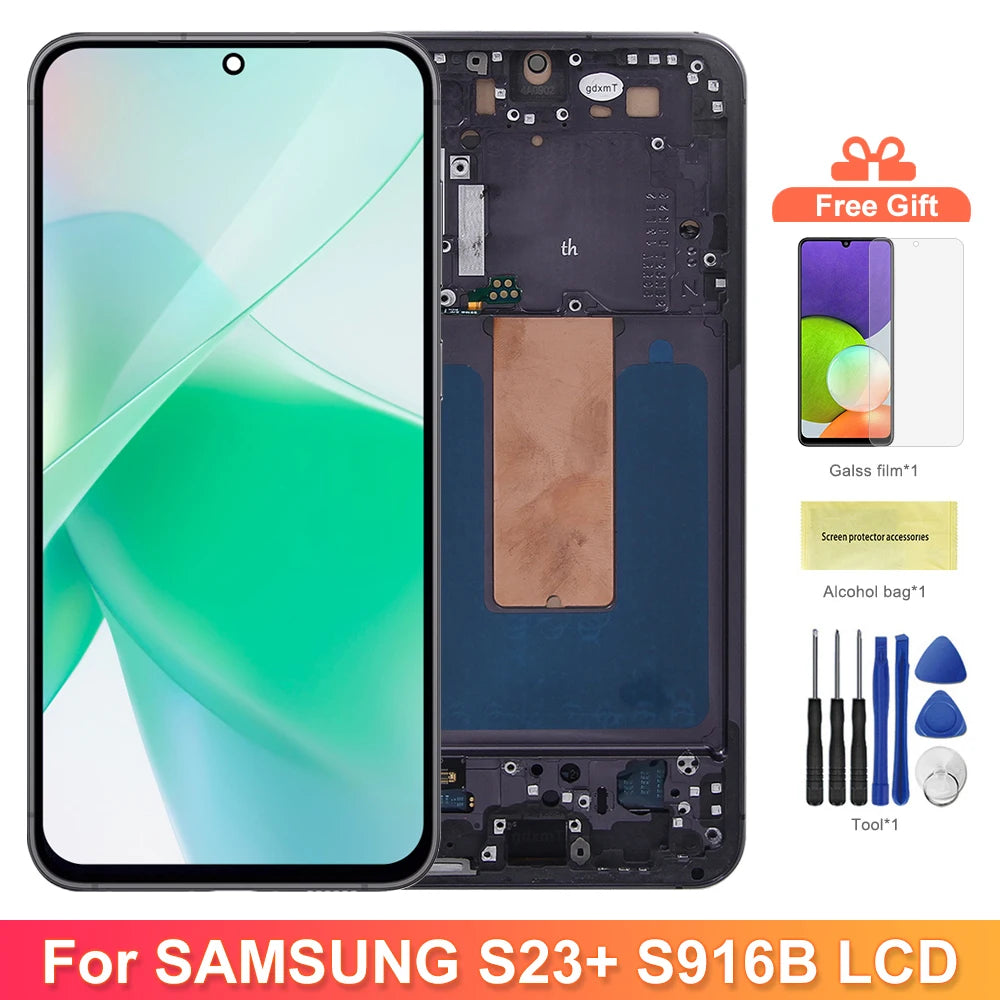 S23 Plus TFT Screen Assembly for Samsung Galaxy S23+ S916B S916B/DS Lcd Display Digital Touch Screen with Frame Replacement Samsung phone repair parts
