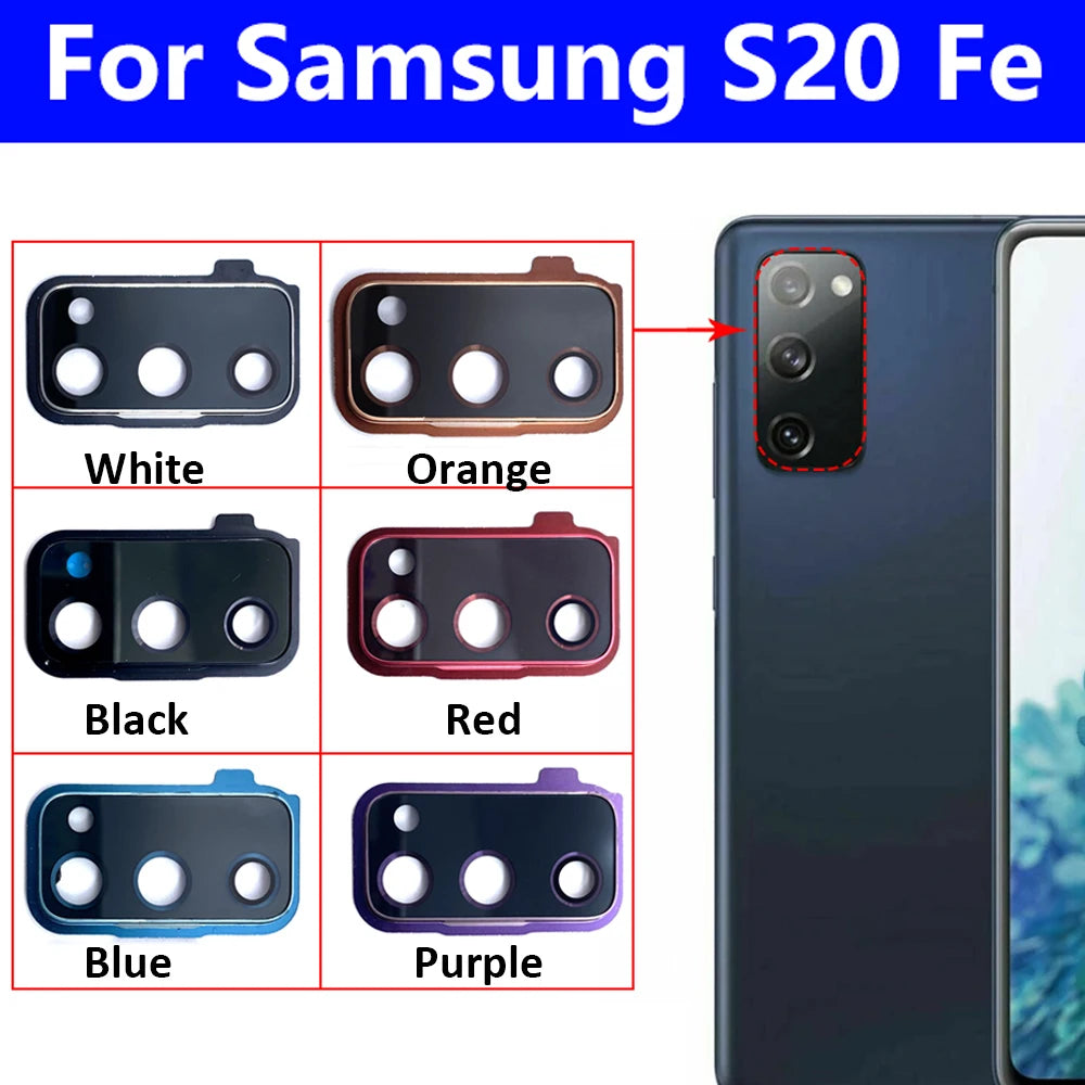 10Pcs/Lot, For Samsung S20 Fe Back Rear Camera Glass Lens Circle Cover With Adhensive Samsung phone repair parts