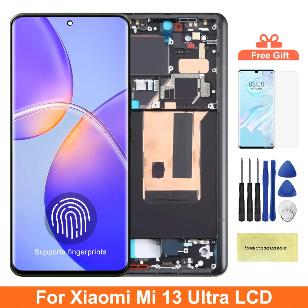 AMOLED Lcd 13 Ultra Display Screen Assembly for Xiaomi 13 Ultra 2304FPN6DC 2304FPN6DG Display Digital Touch Screen with Frame Xiaomi phone repair parts