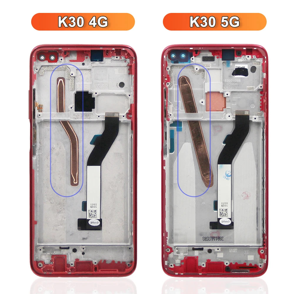 6.67" Screen for Xiaomi Redmi K30 M1912G7BE M1912G7BC Lcd Display Digital Touch Screen with Frame for Redmi K30 5G M1912G7BE Xiaomi phone repair parts