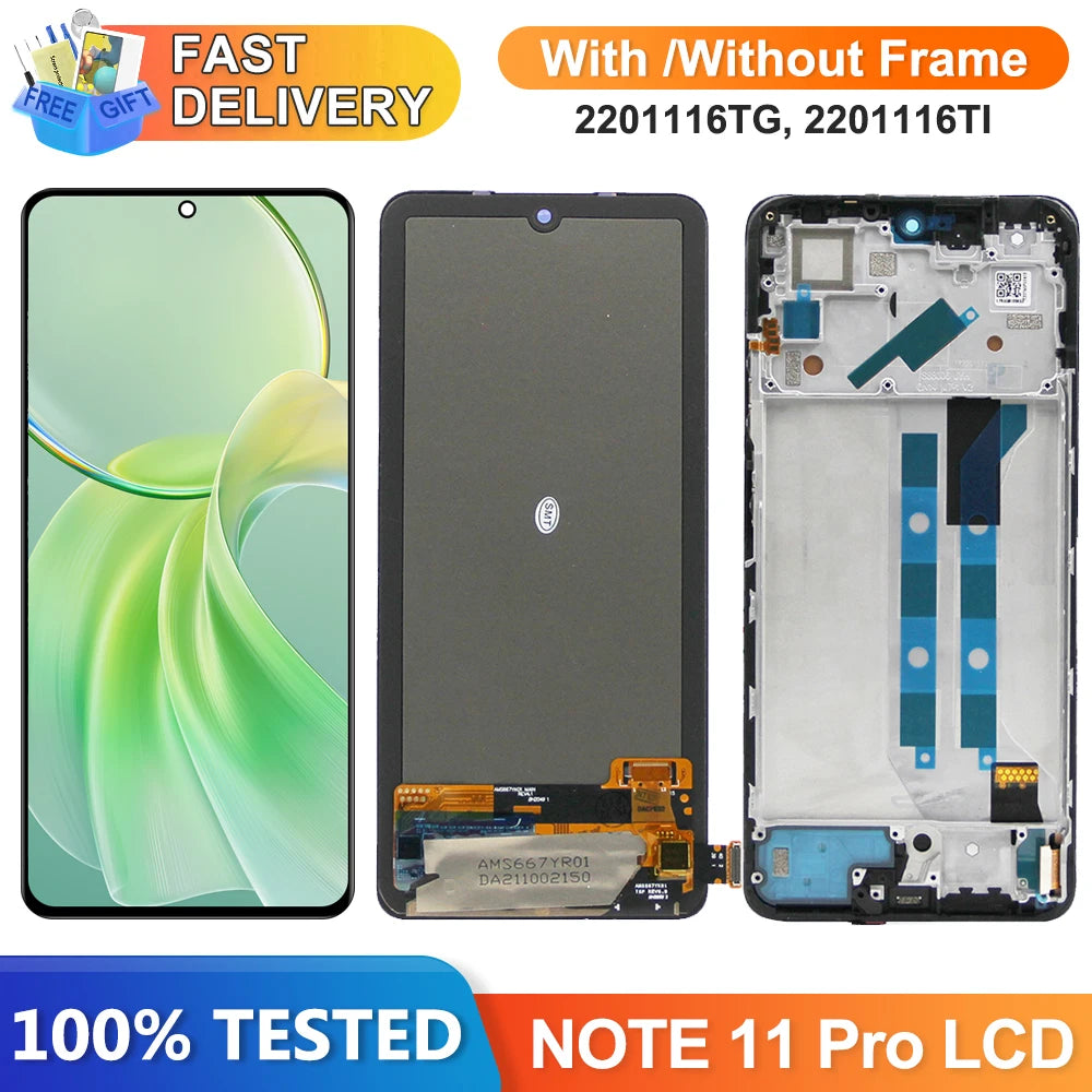 Display Screen for Xiaomi Redmi Note 11 Pro 2201116TG 2201116TI LCD Digital Touch Screen Display for Redmi Note 11 Pro 5G Xiaomi phone repair parts
