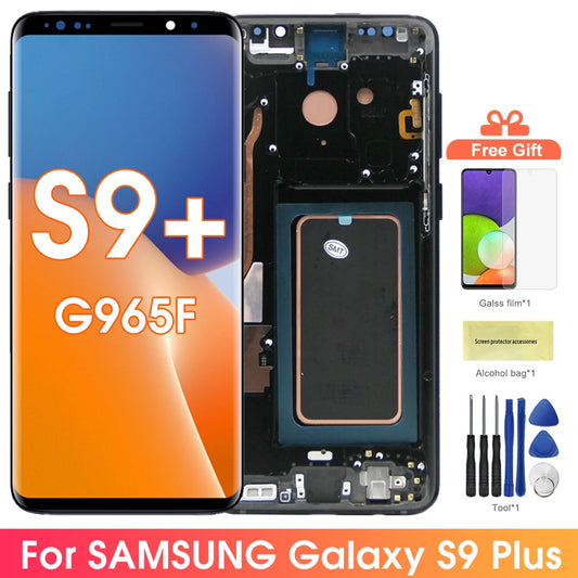 S9 Plus Super AMOLED Screen Assembly for Samsung Galaxy S9+ G965F G965F/DS Lcd Display Touch Screen with Frame Digitizer Parts Samsung phone repair parts