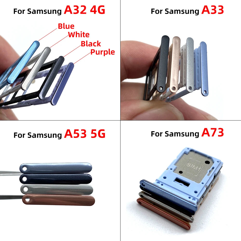 10Pcs, Dual SIM Card Tray Slot Holder For Samsung A13 A23 A33 A53 A73 A22 A32 A52 A72 4G 5G Replacement Parts Mix Color Samsung phone repair parts