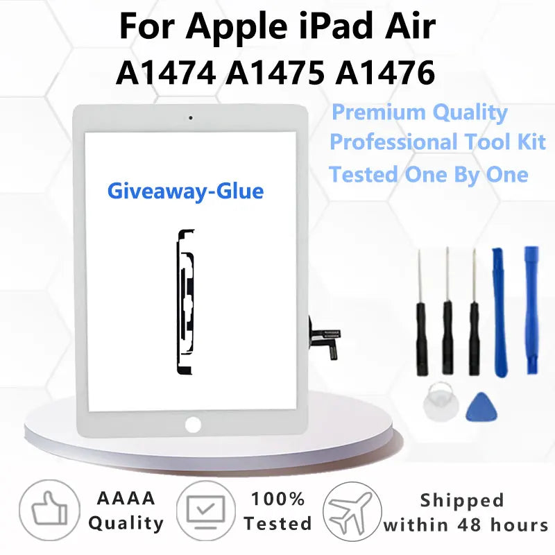 New For iPad Air 1 iPad 5 LCD Outer Touch Screen Digitizer Front Sensor Glass  Replacement A1475 A1476 A1474 Display Touch Panel  iPad repair parts