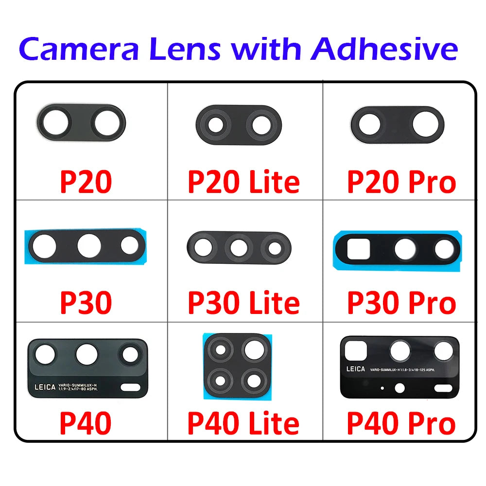 For Huawei P20 P30 P40 P50 Pro Lite E 5G Back Rear Glass Camera Lens With Adhesive Replacement Huawei phone repair parts
