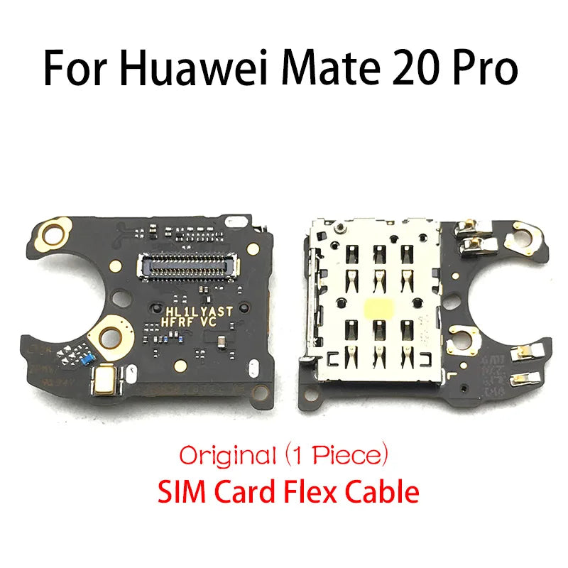 1Pcs SIM Slot Socket Holder Connector Card Reader Board Flex Cable + Microphone Flex Cable For Huawei Mate 10 20 P20 P30 Pro Huawei phone repair parts