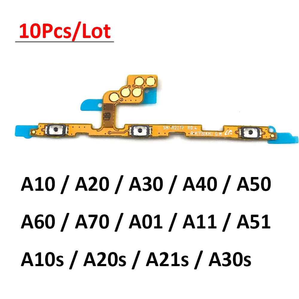 10Pcs For Samsung A10 A20 A30 A50 A70 A01 A11 A10s A20s A21s A30s A51 A21 A31 A71 Power On Off Volume Side Button Key Flex Cable   Samsung phone repair parts
