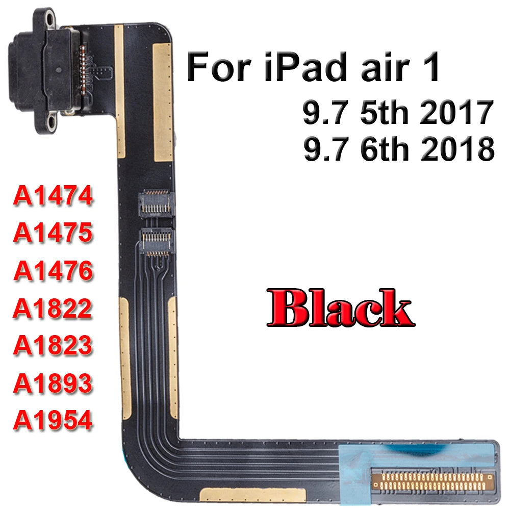 Charger USB Dock Plug Jack Socket Connector Data Flex Cable Screws For iPad 5 6 2017 2018 air 1 A1474 A1475 A1476 A1822 A1954 iPad tablet repair parts