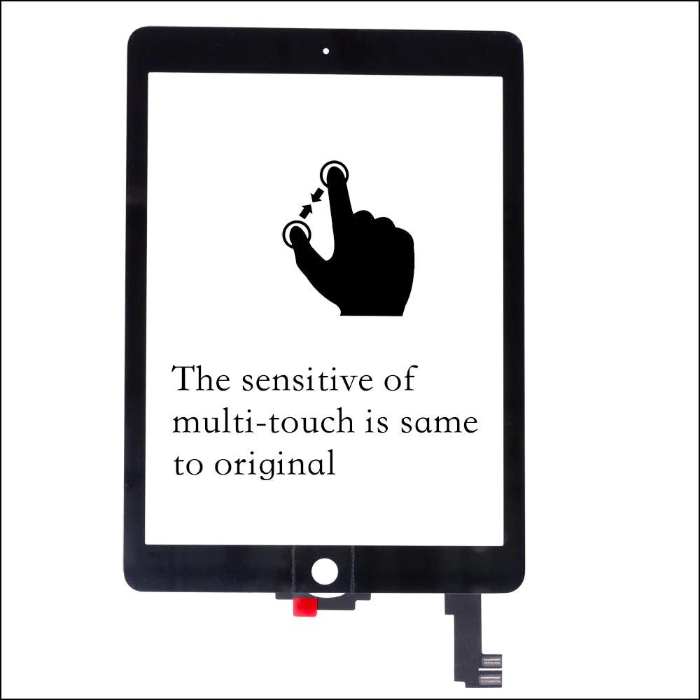 For iPad Air 2 Touch Screen Glass Digitizer With Flex Cable  A1567 A1566  Free Tools WithTempered Glass iPad tablet repair parts