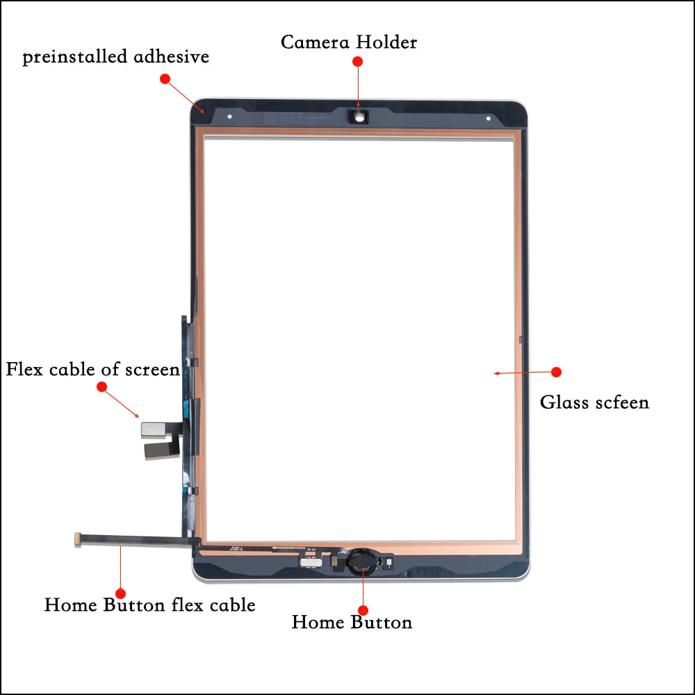 10.2" For iPad 9 Touch Screen Digitizer Glass 2021 A2602 A2603 A2604 A2605 With Home Button and Flex cable +Tools+Tempered Glass  iPad repair parts