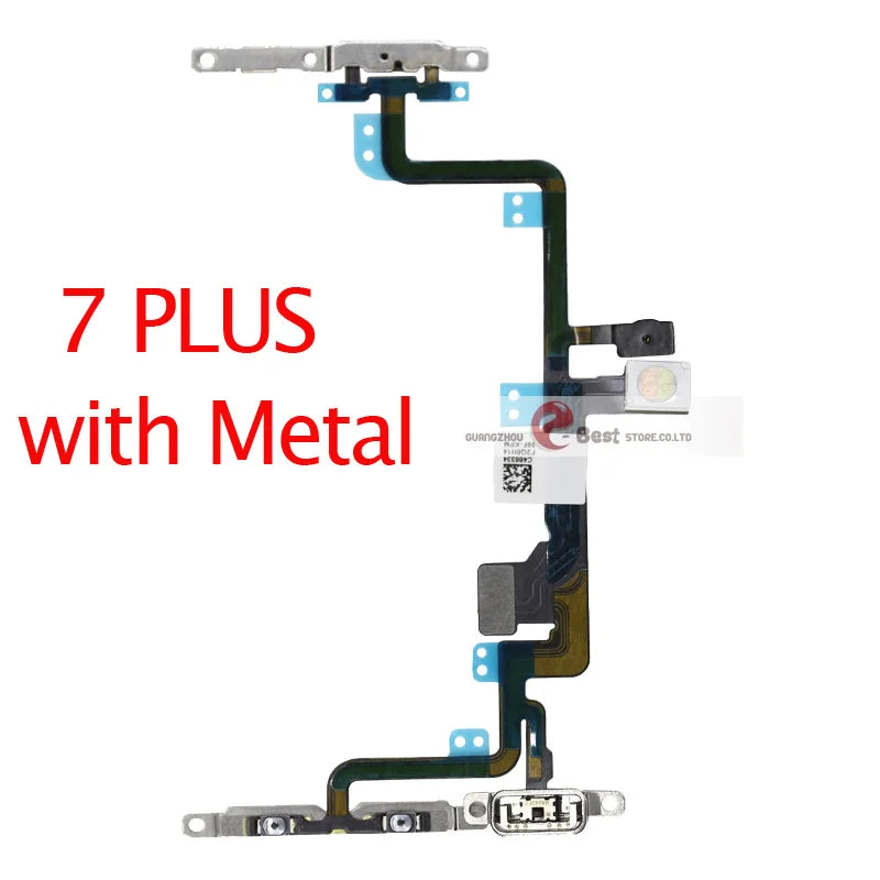 Power Flex For iPhone 5G SE 6 6s 7 8 Plus 7G 8G 6G X XR XS MAX Mute & Volume Button Switch Key Power Flex Cable With Metal Parts iPhone phone repair parts
