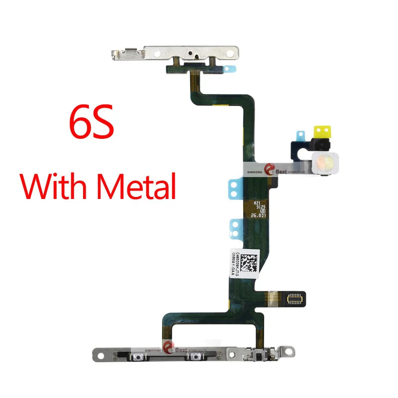 Power Flex For iPhone 5G SE 6 6s 7 8 Plus 7G 8G 6G X XR XS MAX Mute & Volume Button Switch Key Power Flex Cable With Metal Parts iPhone phone repair parts