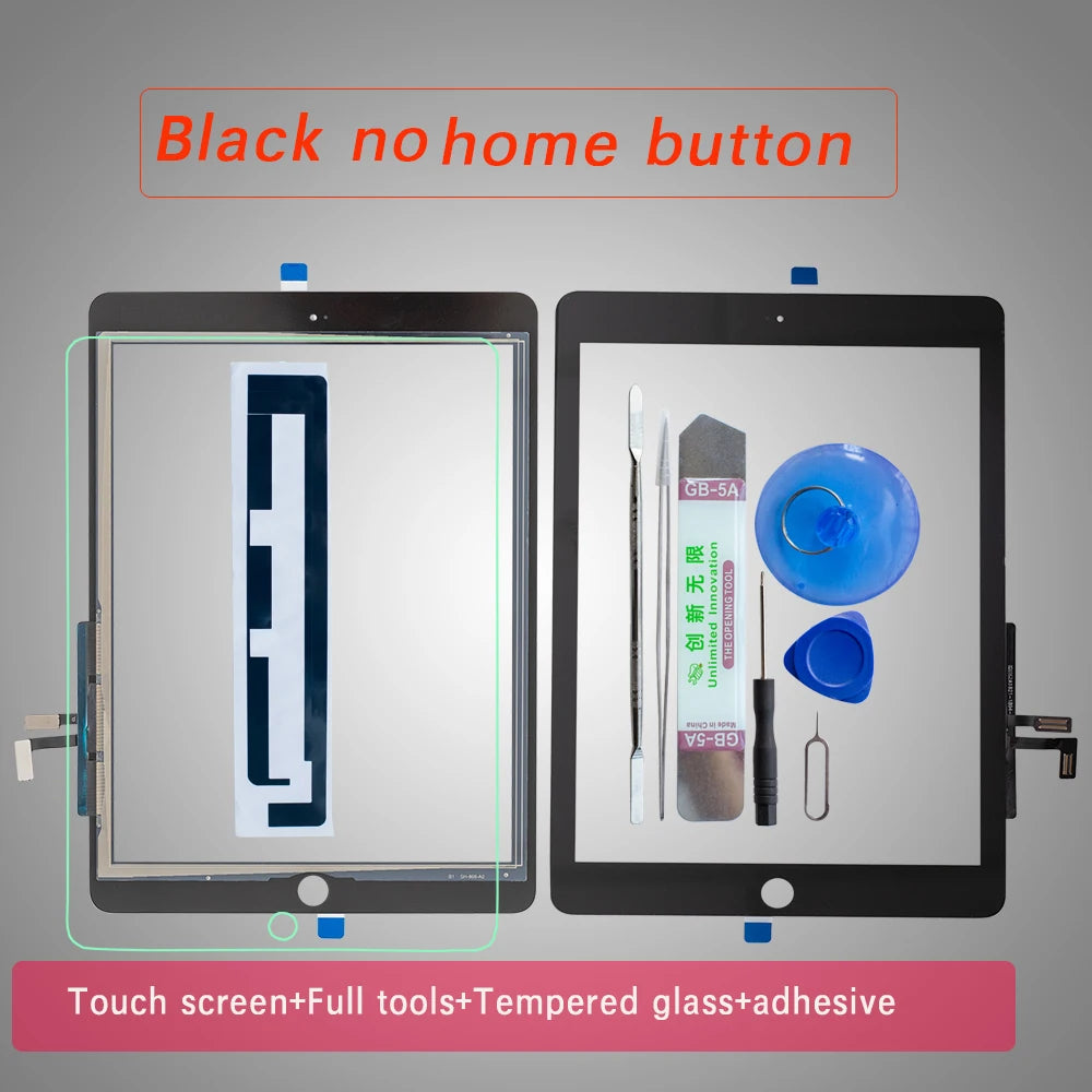 For iPad Air 1 Touch Screen Digitizer With Home Button and Flex Cable +Full Tools +Tempered Glass A1474 A1475 A1476  iPad repair parts