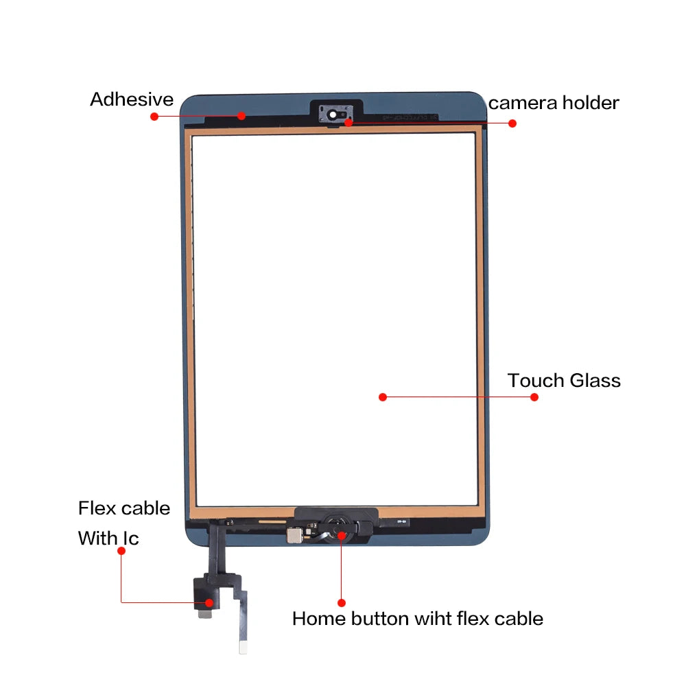 High Quality For iPad mini 3 Touch Screen Assembly Panel With Home Button And IC Connector A1599 A1600 +Tools+Tempered Glass  iPad repair parts