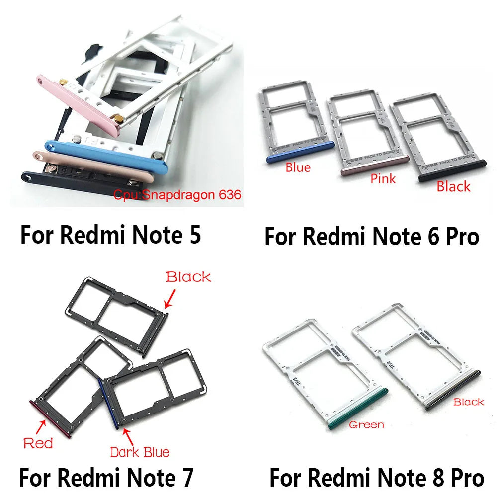 New SIM Card Tray Slot Holder For Xiaomi Redmi Note 5 6 8 7 Pro Replacement Parts  Xiaomi  Xiao mi phone repair parts