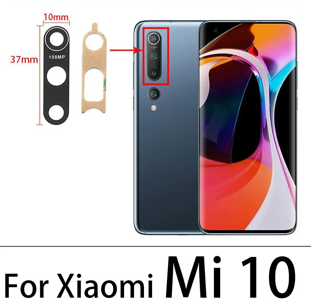2Pcs Camera Glass For Xiaomi Mi 9 Lite Se Mi10 11 10T Pro Note 10 Lite Poco X3 F3 9C Rear Back Camera glass Lens With Adhesive Xiaomi  Xiao mi phone repair parts