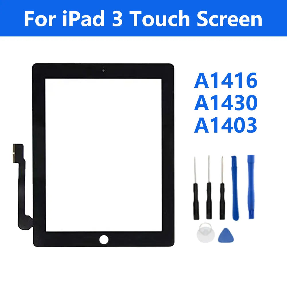 New Touch Screen For Apple iPad 2 IPad3 IPad4 A1416 A1430 A1403 A1458 A1459 LCD Outer Digitizer Sensor Glass Panel Replacement  iPad repair parts