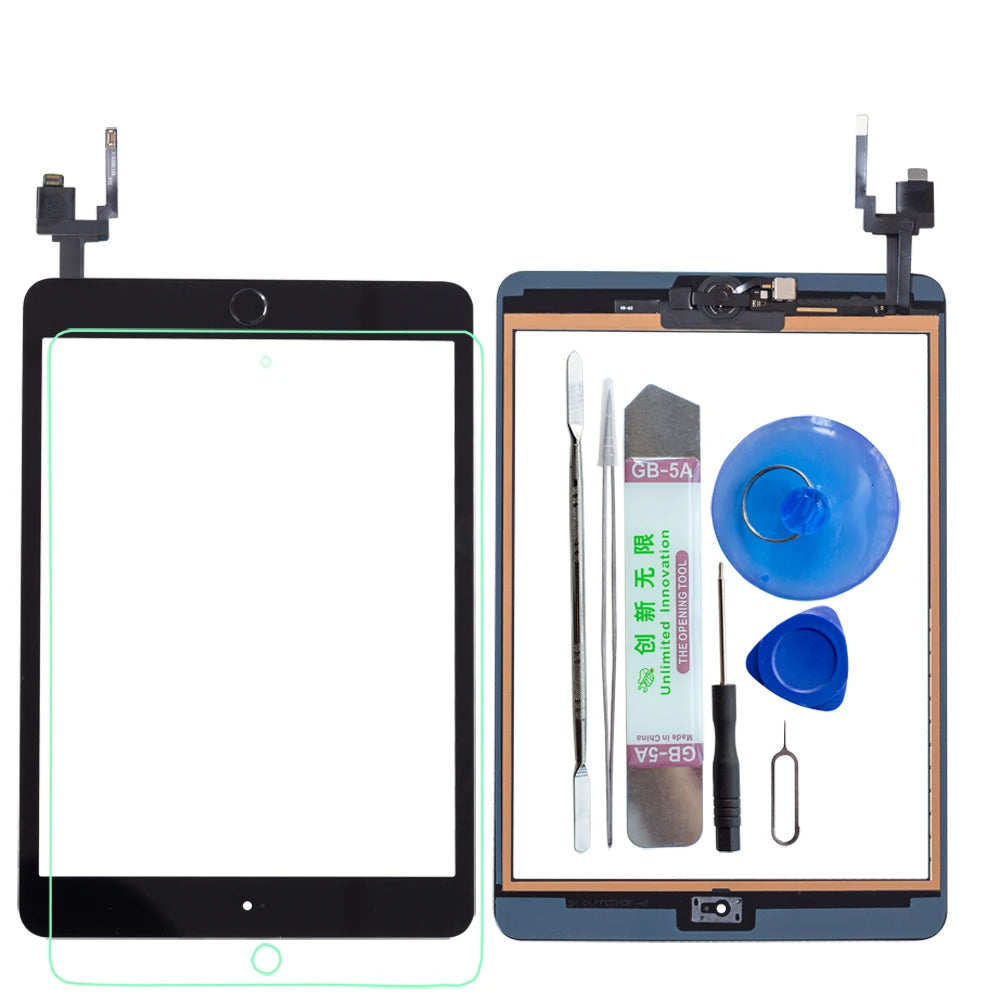 High Quality For iPad mini 3 Touch Screen Assembly Panel With Home Button And IC Connector A1599 A1600 +Tools+Tempered Glass  iPad repair parts