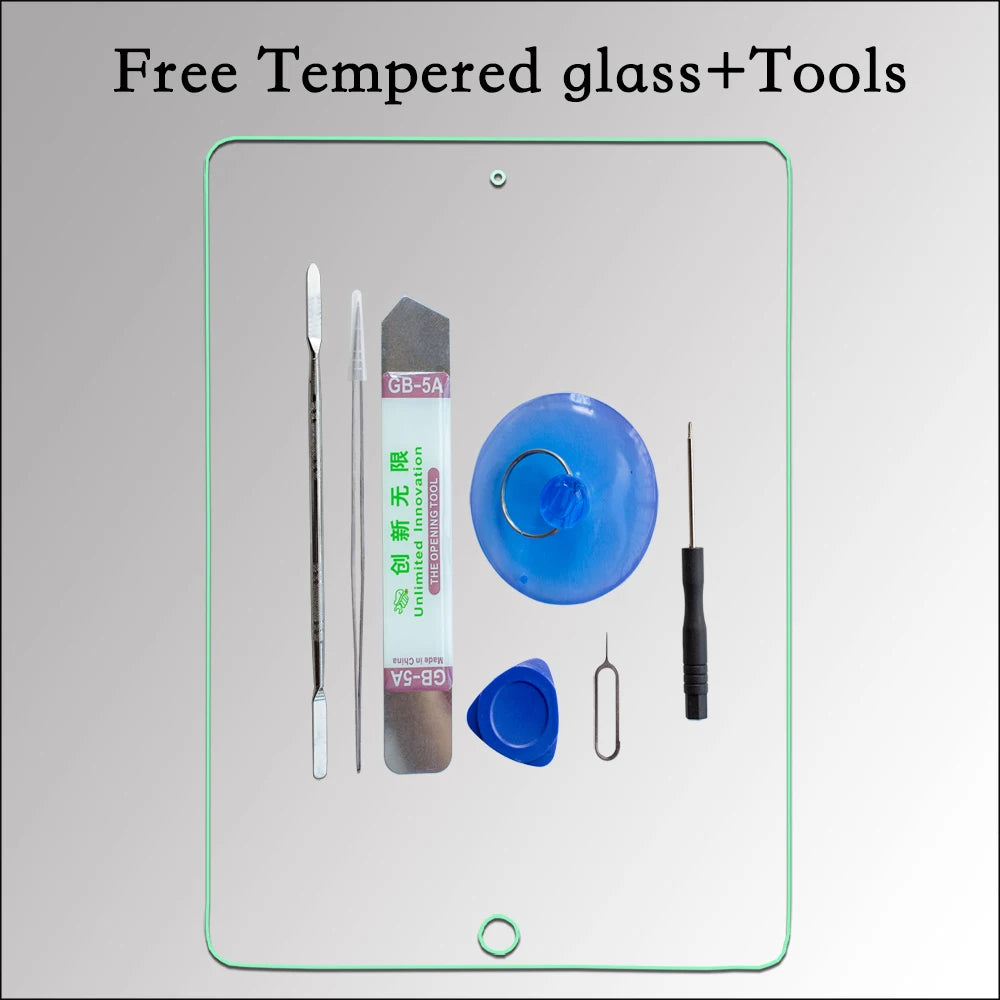 10.2" For iPad 9 Touch Screen Digitizer Glass 2021 A2602 A2603 A2604 A2605 With Home Button and Flex cable +Tools+Tempered Glass  iPad repair parts
