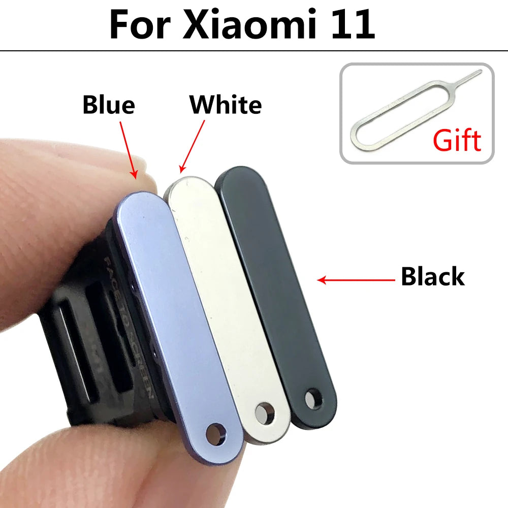 New SIM Card Slot SD Card Tray Holder Adapter For Xiaomi Mi 11 11T Mi11 Pro Lite Replacement Parts Black Blue Silver Xiaomi  Xiao mi phone repair parts