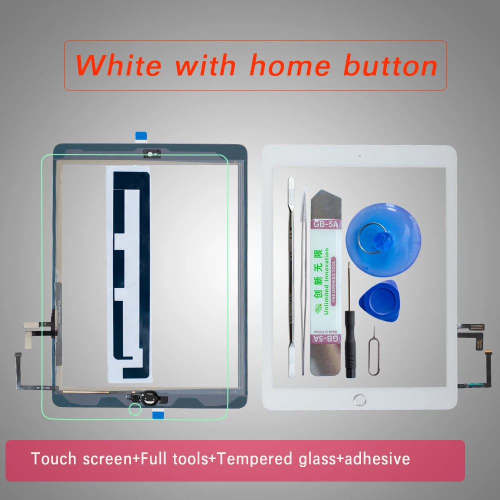 For iPad Air 1 Touch Screen Digitizer With Home Button and Flex Cable +Full Tools +Tempered Glass A1474 A1475 A1476  iPad repair parts