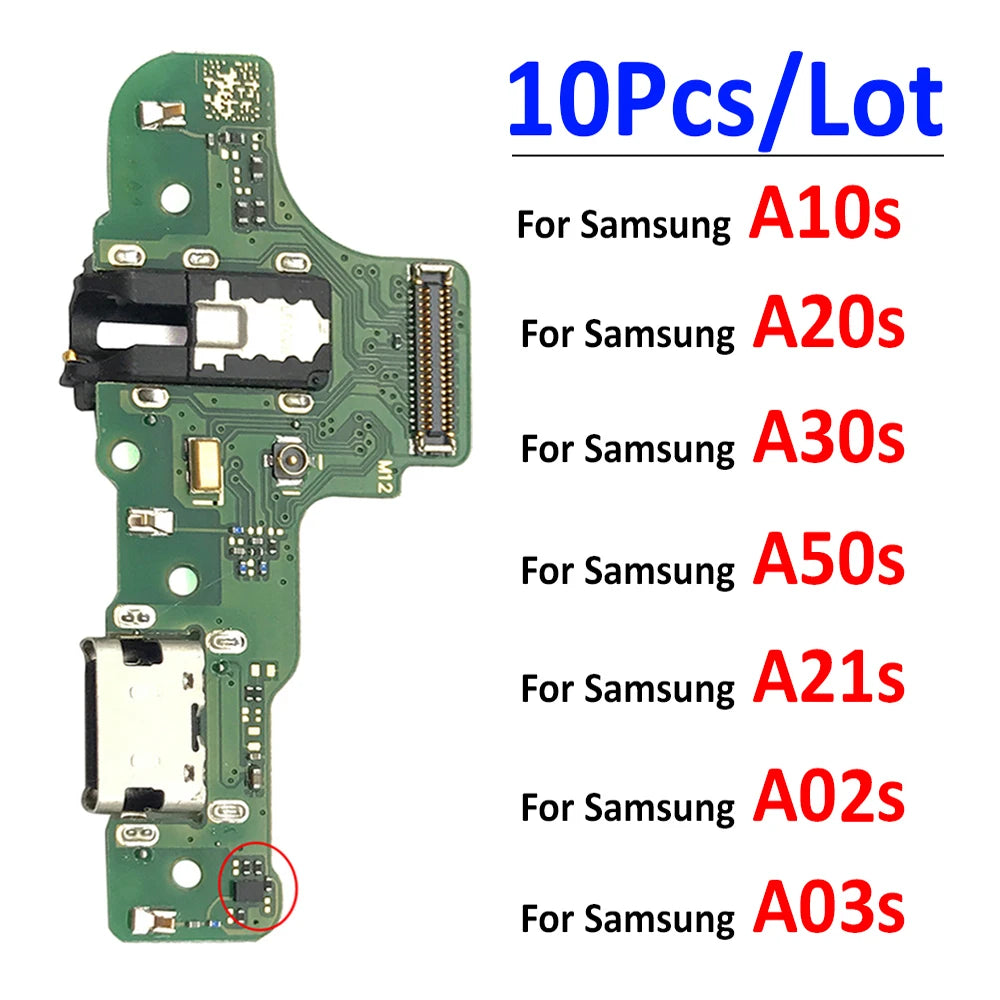 10Pcs USB Charger Charging Port Dock Connector Board Flex Cable For Samsung A10S A20S A30S A50S A21s A12 A02s A03s A03 Core Samsung phone repair parts