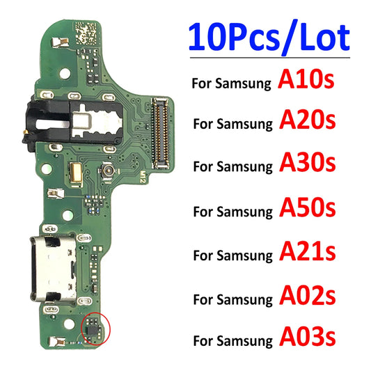10Pcs USB Charger Charging Port Dock Connector Board Flex Cable For Samsung A10S A20S A30S A50S A21s A12 A02s A03s A03 Core Samsung phone repair parts