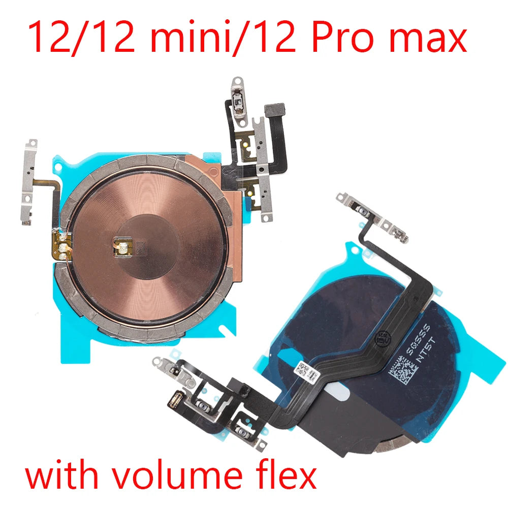 NFC Chip For iPhone 12 Mini Pro Max Wireless Charging Charger Panel Coil Sticker With Volume Button Flex Cable iPhone phone repair parts