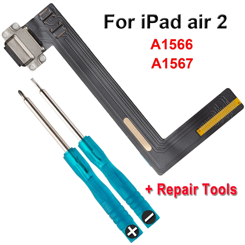 Charging Port Flex Screws For iPad 6 Air 2 A1566 A1567 USB Charger Port Dock Connector Plug Socket Jack Ribbon Replacement Parts iPad tablet repair parts