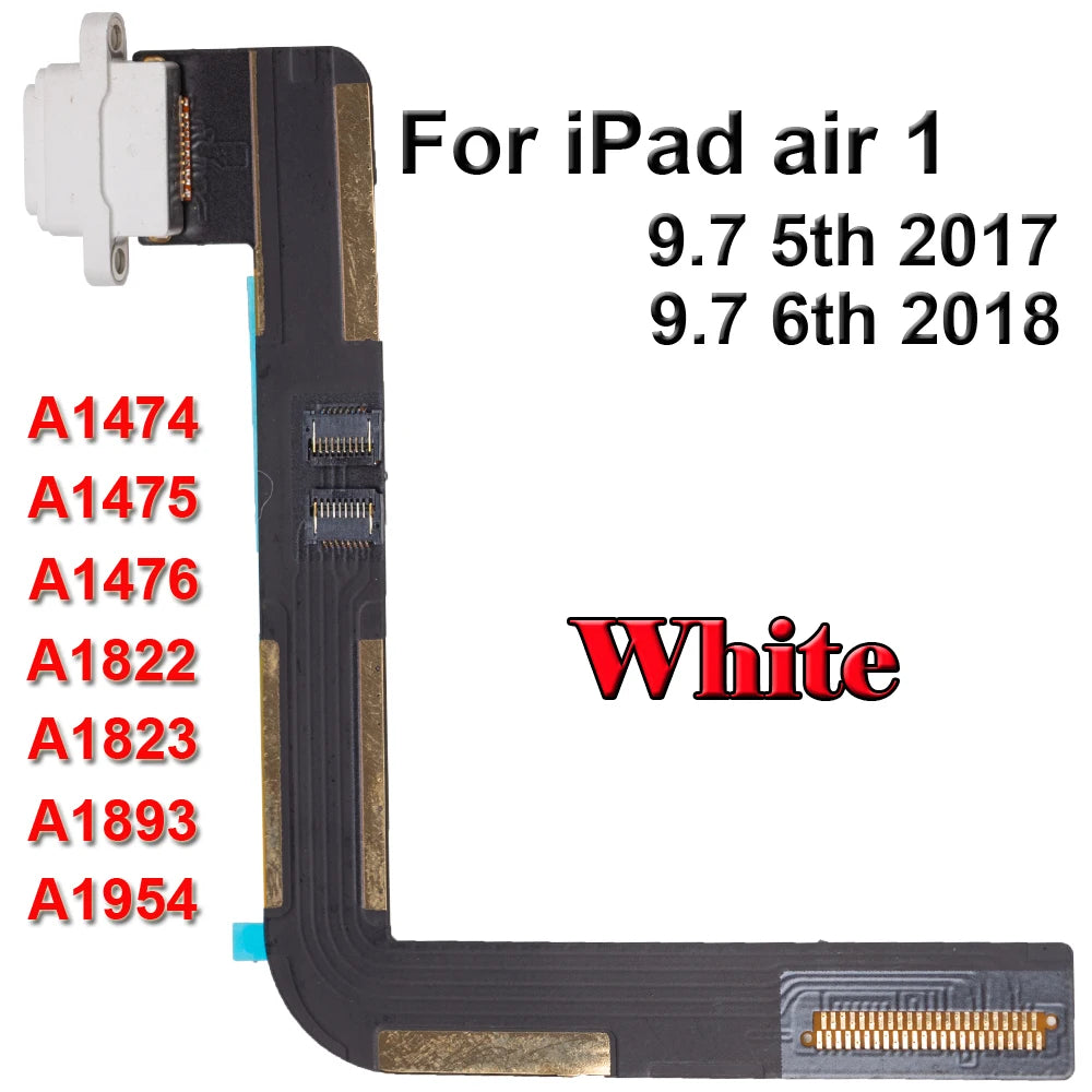 Charger USB Dock Plug Jack Socket Connector Data Flex Cable Screws For iPad 5 6 2017 2018 air 1 A1474 A1475 A1476 A1822 A1954 iPad tablet repair parts