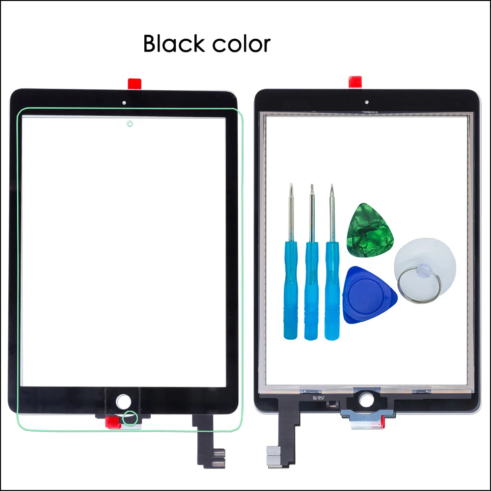 For iPad Air 2 Touch Screen Glass Digitizer With Flex Cable  A1567 A1566  Free Tools WithTempered Glass iPad tablet repair parts