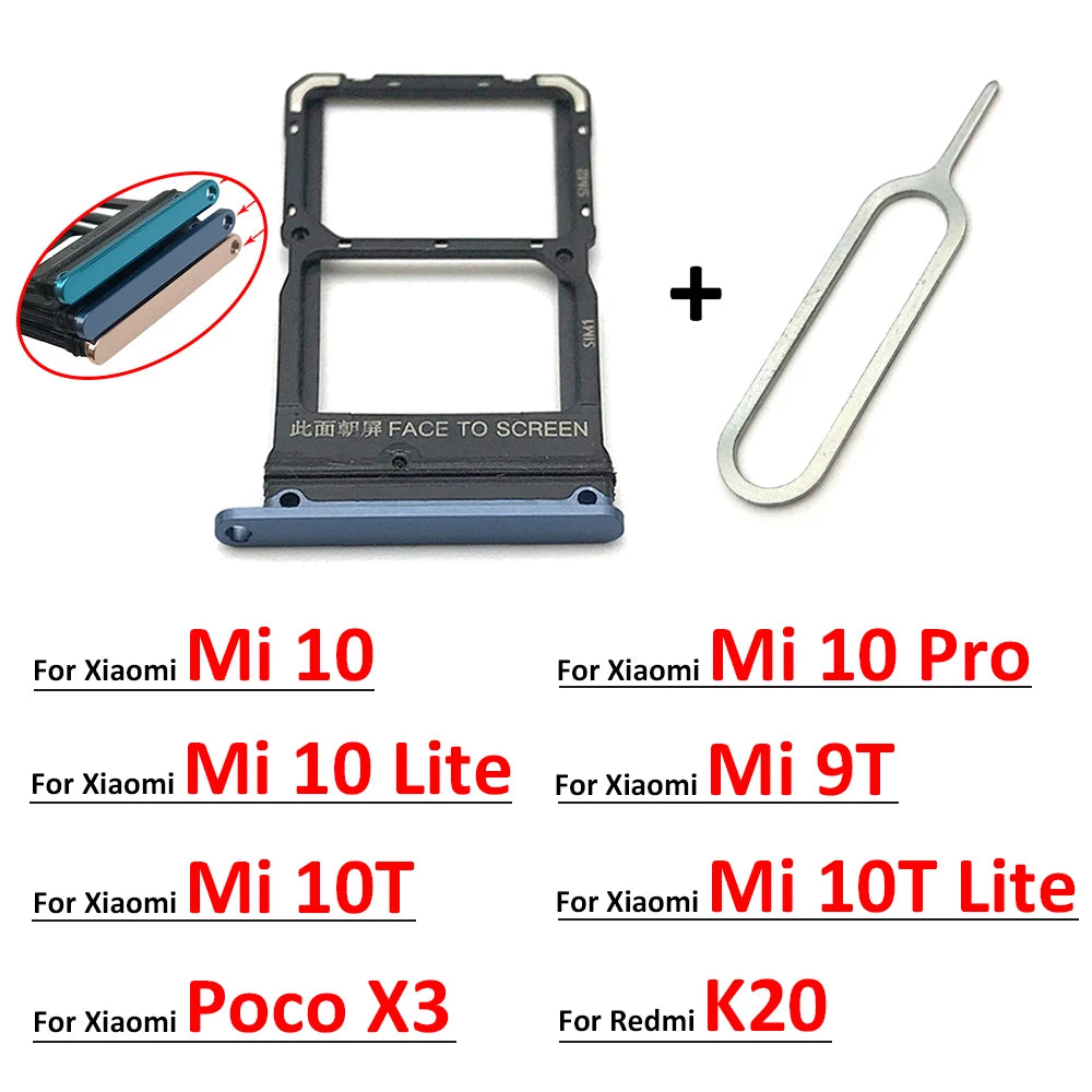 New For Xiaomi Redmi K20 K20 Pro For Xiaomi Mi 9T SIM Card Tray Slot Holder For Xiaomi Mi 10 Mi10 Pro 10T Lite Poco X3 Xiaomi  Xiao mi phone repair parts