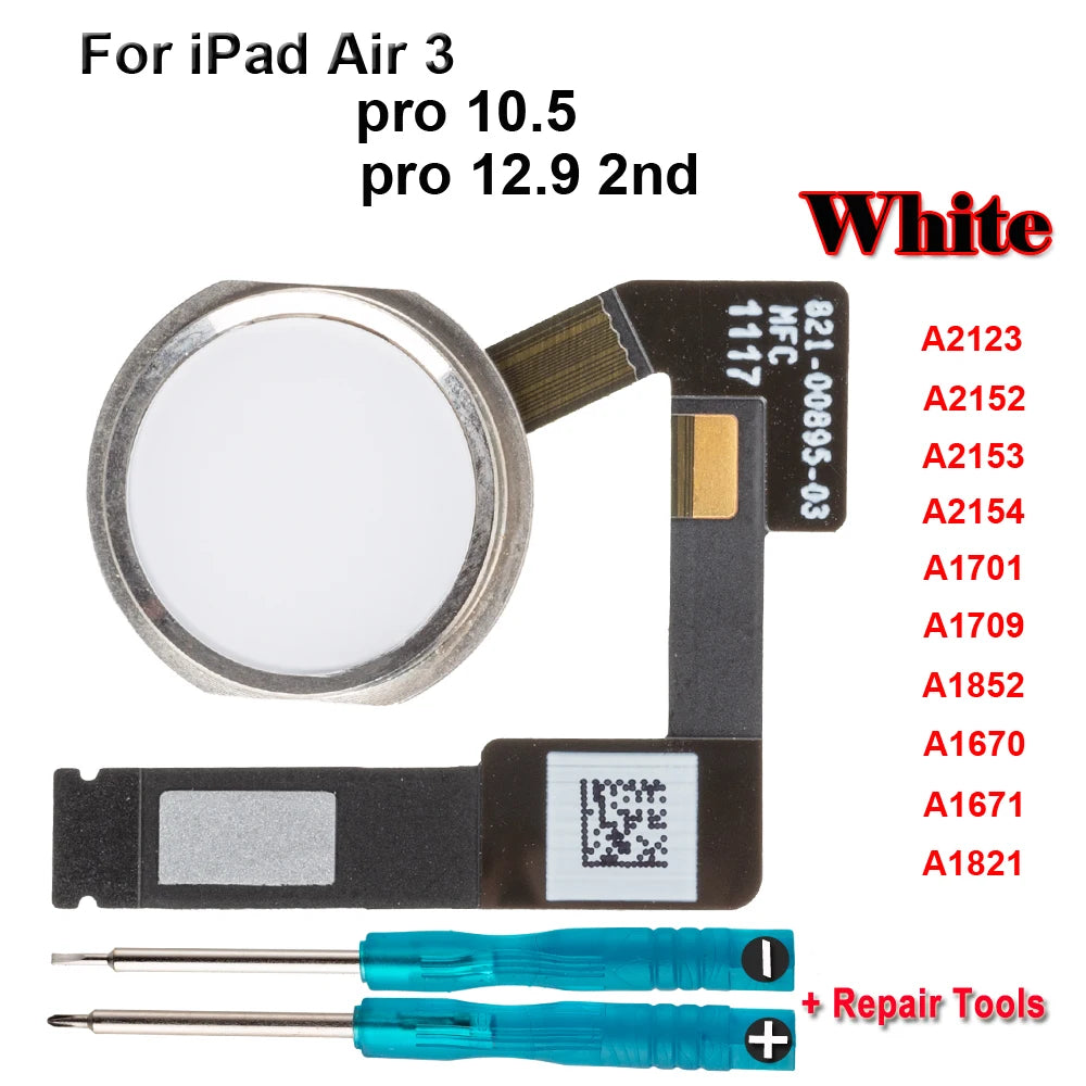 Home Button Key With Flex Cable For iPad Pro 10.5 A1701 A1709 A1852 12.9 2nd A1670 A1671 A1821 Air 3 A2123 A2152 A2153 A2154 iPad tablet repair parts