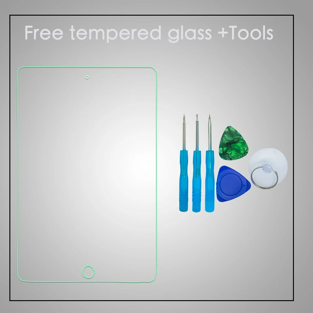 For iPad 9th 10.2" 2021 Touch Screen Digitizer Glass A2602 A2603 A2604 A2605 with Adhesive,Tool Kit+Tempered Glass iPad tablet repair parts