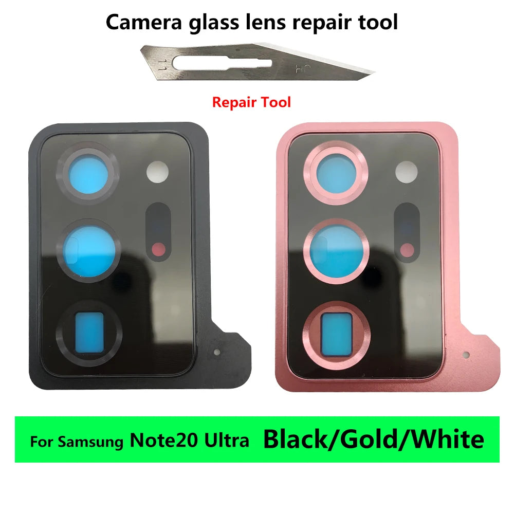 10Pcs, Back Rear Camera Glass Lens Circle Cover For Samsung Note 20 / Note 20 Ultra / Note 10 Plus / Note 10 Lite Adhensive Samsung phone repair parts